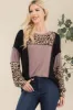 Celeste Full Size Leopard Color Block Exposed Seam T-Shirt sold by Charming Charlie