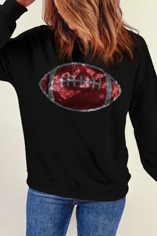 Sequin Football Long Sleeve Sweatshirt made by Charming Charlie