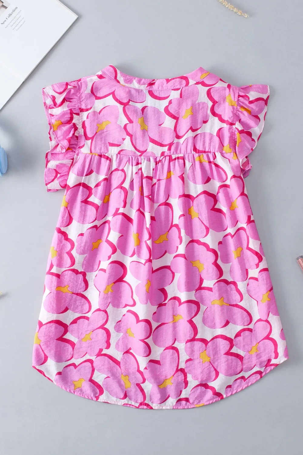 Ruffled Printed Notched Cap Sleeve Blouse sold by Charming Charlie product image thumbnail 4