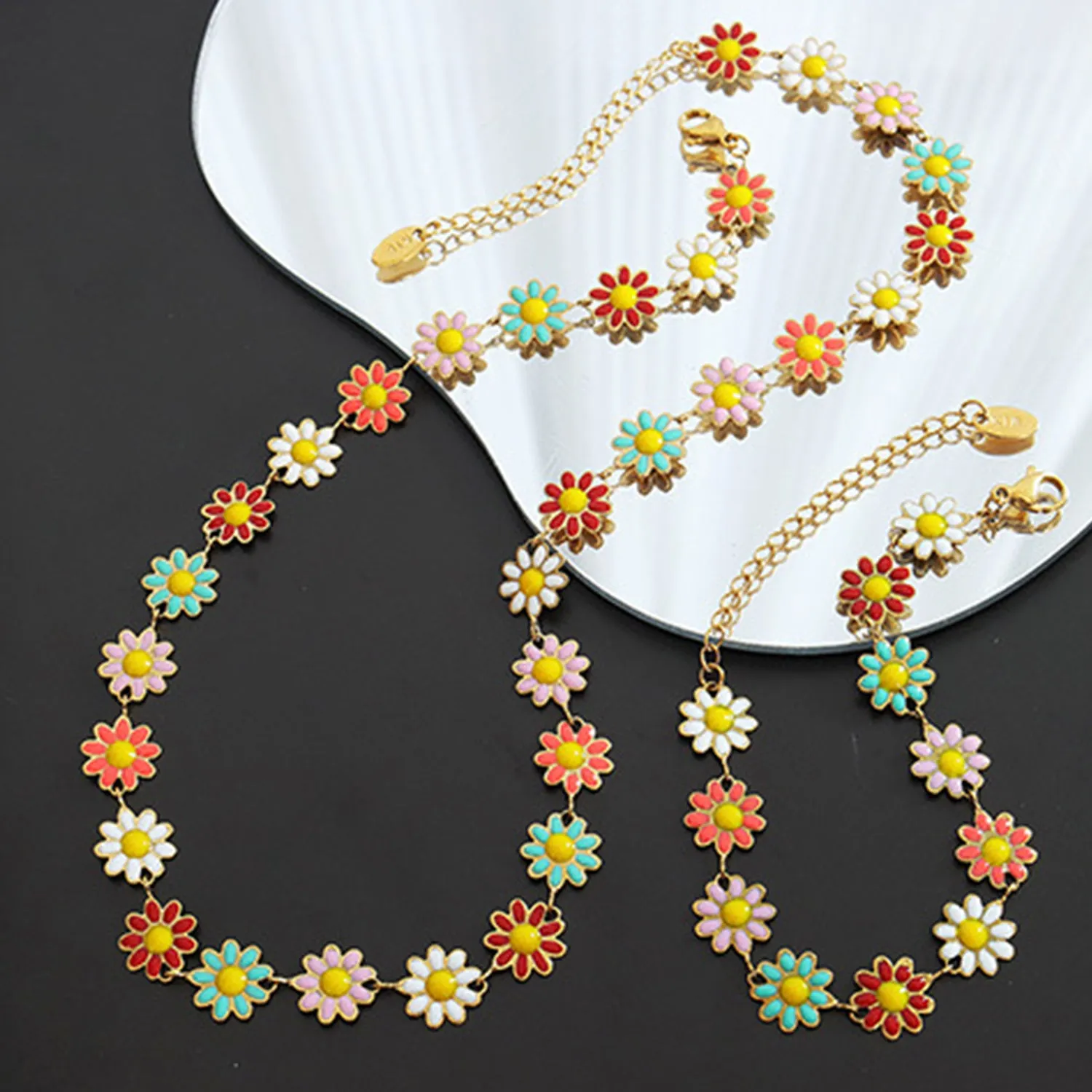 Titanium Steel Oil Drip Flower Necklace sold by Charming Charlie product image thumbnail 4