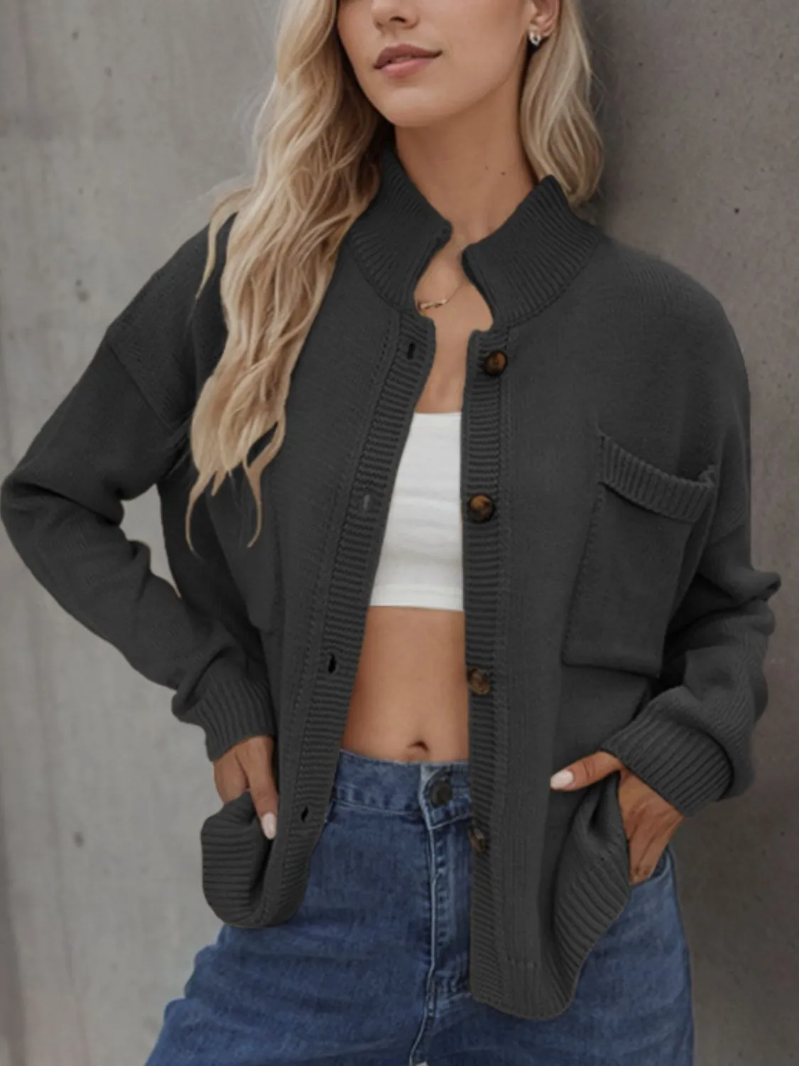 Button Up Long Sleeve Cardigan sold by Charming Charlie product image thumbnail 3