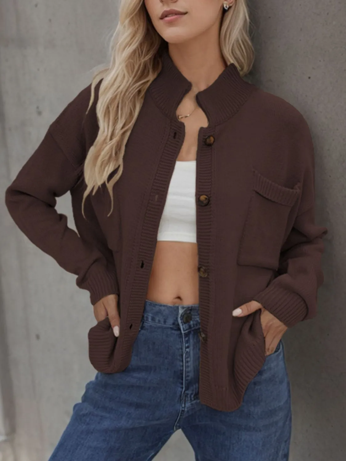 Button Up Long Sleeve Cardigan sold by Charming Charlie product image thumbnail 4