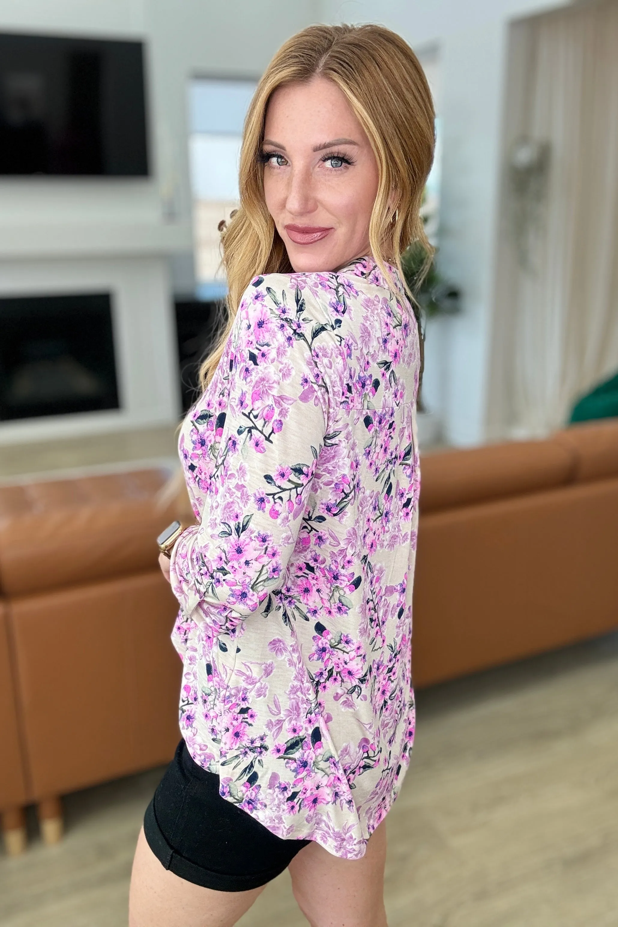 Lizzy Top in Oyster and Pink Blossoms sold by Charming Charlie product image thumbnail 4