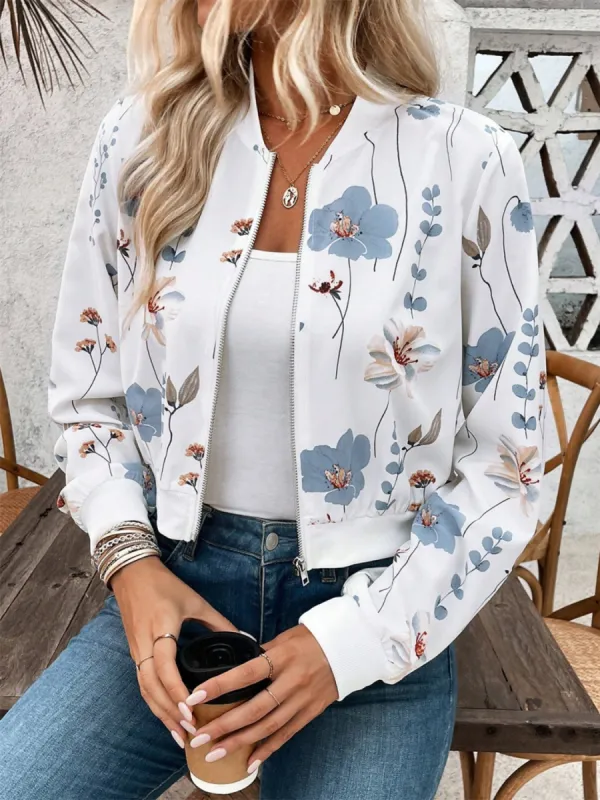 Printed Zip Up Long Sleeve Jacket sold by Charming Charlie