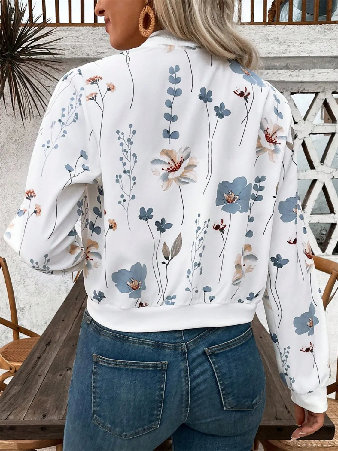 Printed Zip Up Long Sleeve Jacket sold by Charming Charlie product image thumbnail 2