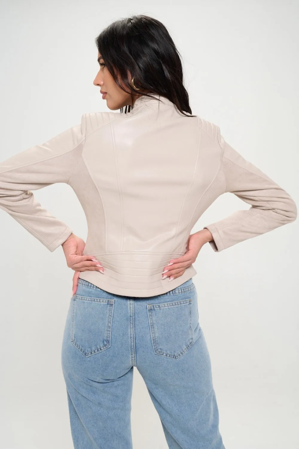 Coalition LA Zip Up Vegan Moto Jacket sold by Charming Charlie product image thumbnail 2