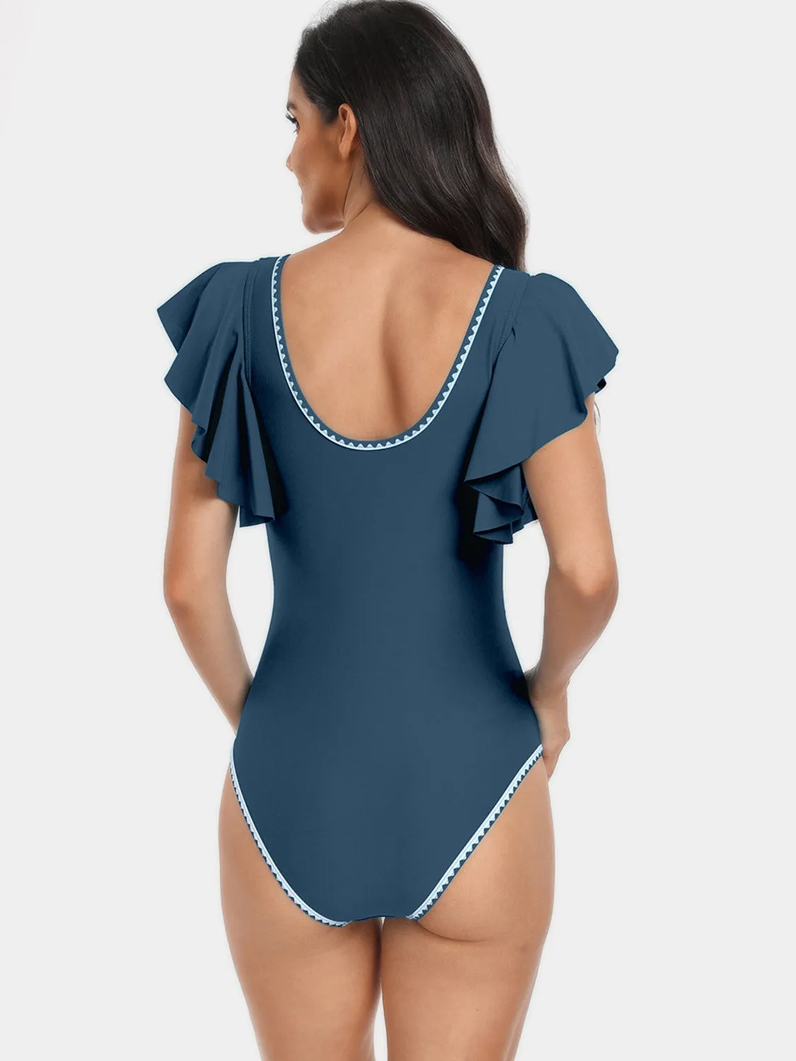 Plunge Cap Sleeve One-Piece Swimwear sold by Charming Charlie product image thumbnail 2