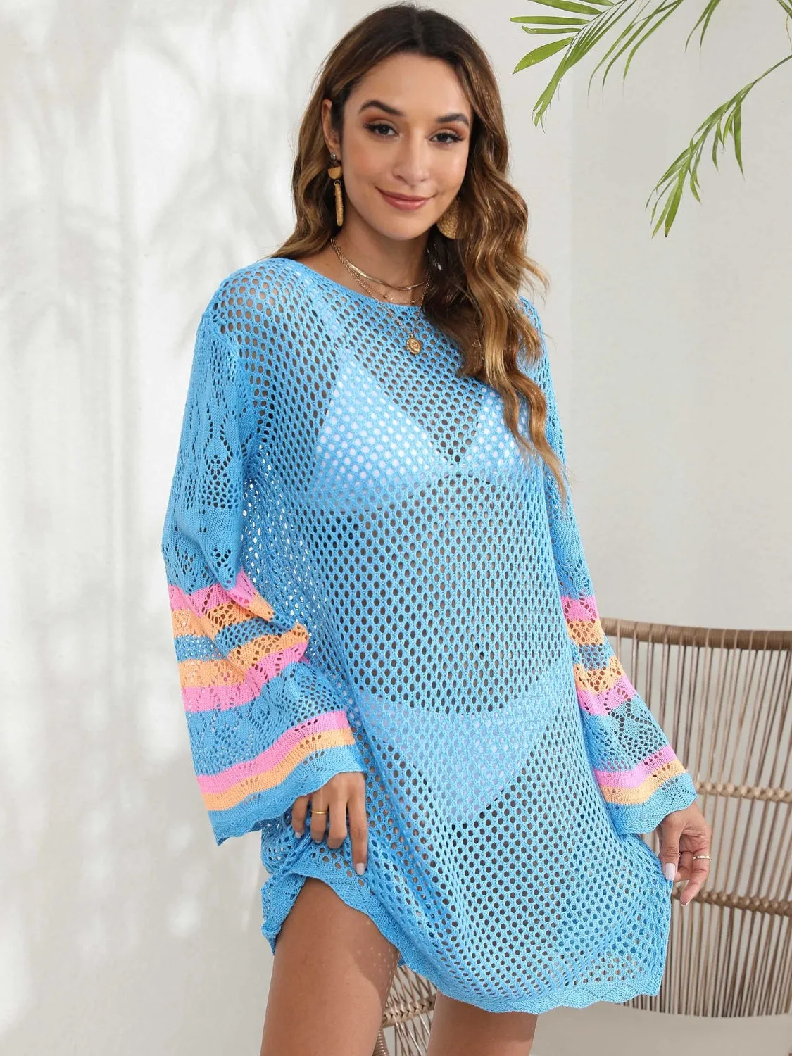 Openwork Contrast Long Sleeve Cover-Up sold by Charming Charlie product image thumbnail 3