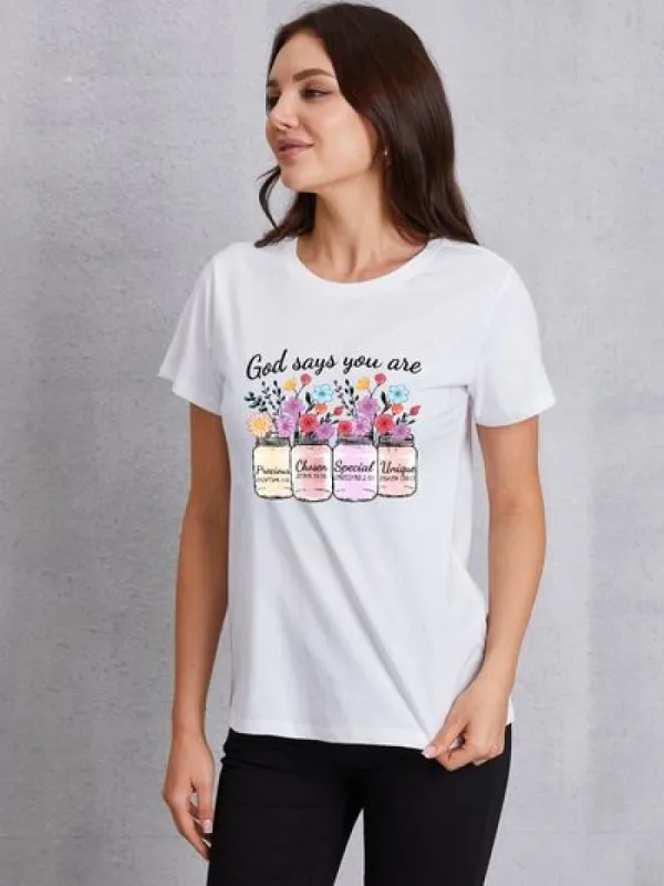 Graphic Round Neck Short Sleeve T-Shirt sold by Charming Charlie