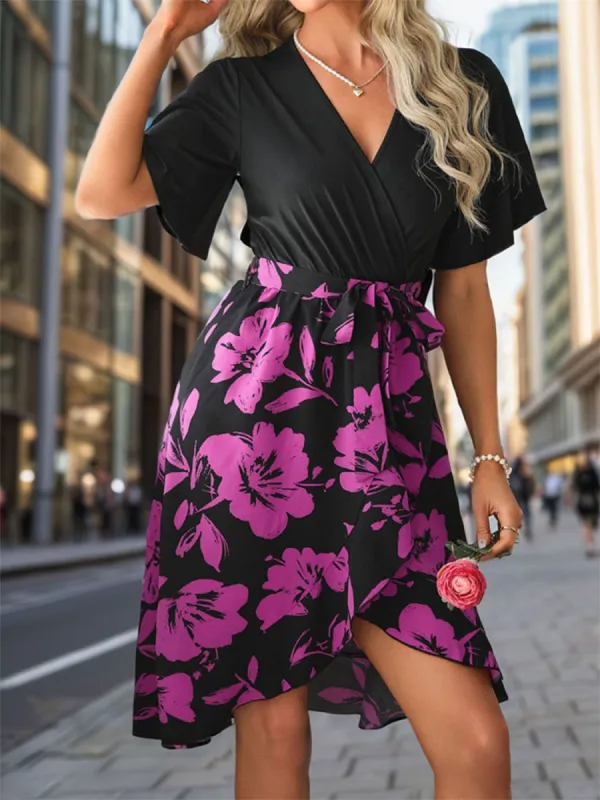 Tied Printed Short Sleeve Mini Dress sold by Charming Charlie