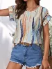 Printed Round Neck Short Sleeve Blouse sold by Charming Charlie