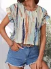 Printed Round Neck Short Sleeve Blouse sold by Charming Charlie