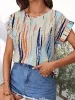 Printed Round Neck Short Sleeve Blouse sold by Charming Charlie