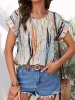 Printed Round Neck Short Sleeve Blouse sold by Charming Charlie