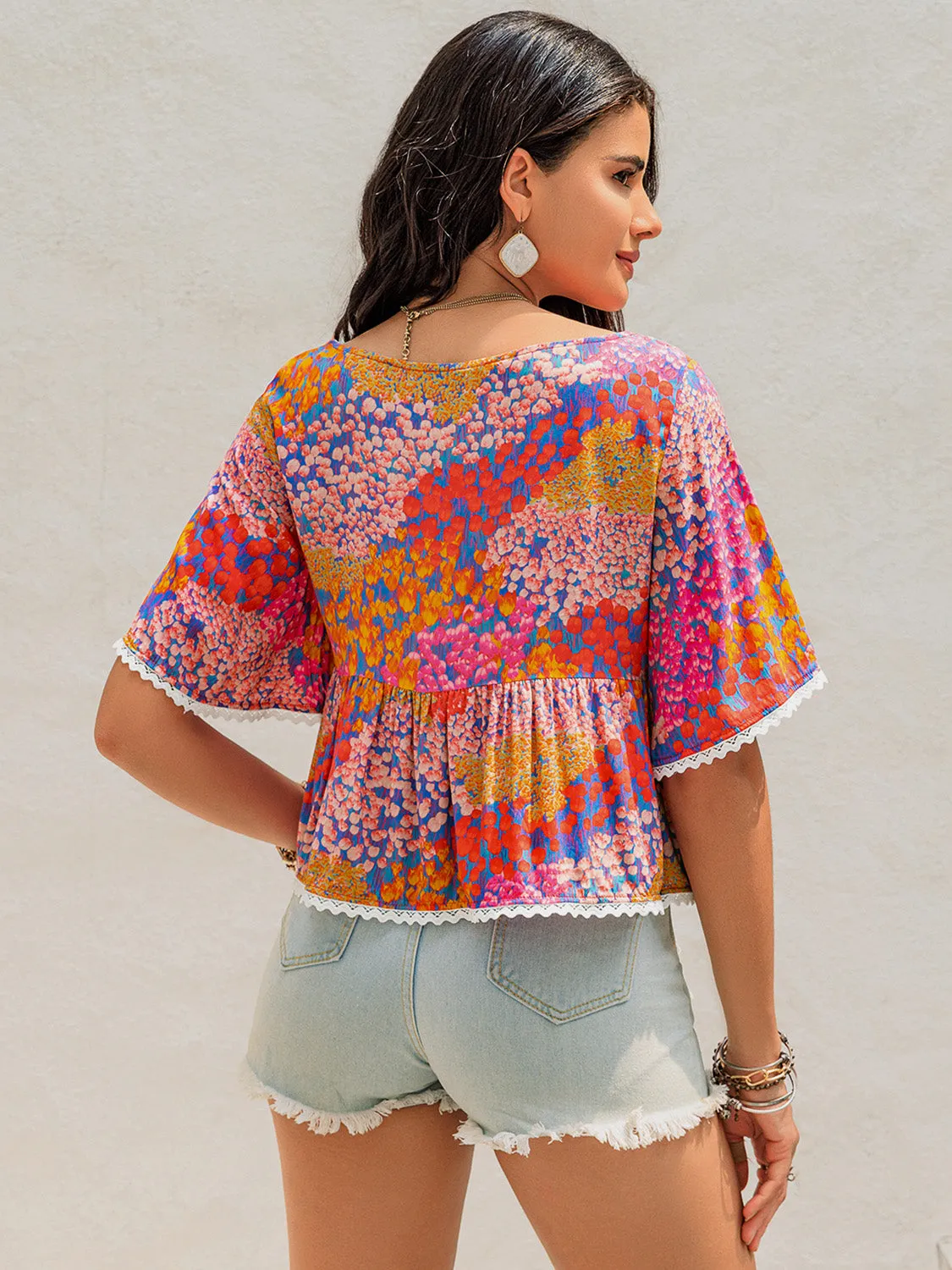 Ruched Printed Half Sleeve Blouse sold by Charming Charlie product image thumbnail 2
