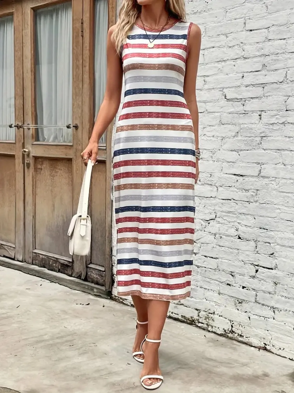 Slit Striped Round Neck Tank Dress sold by Charming Charlie