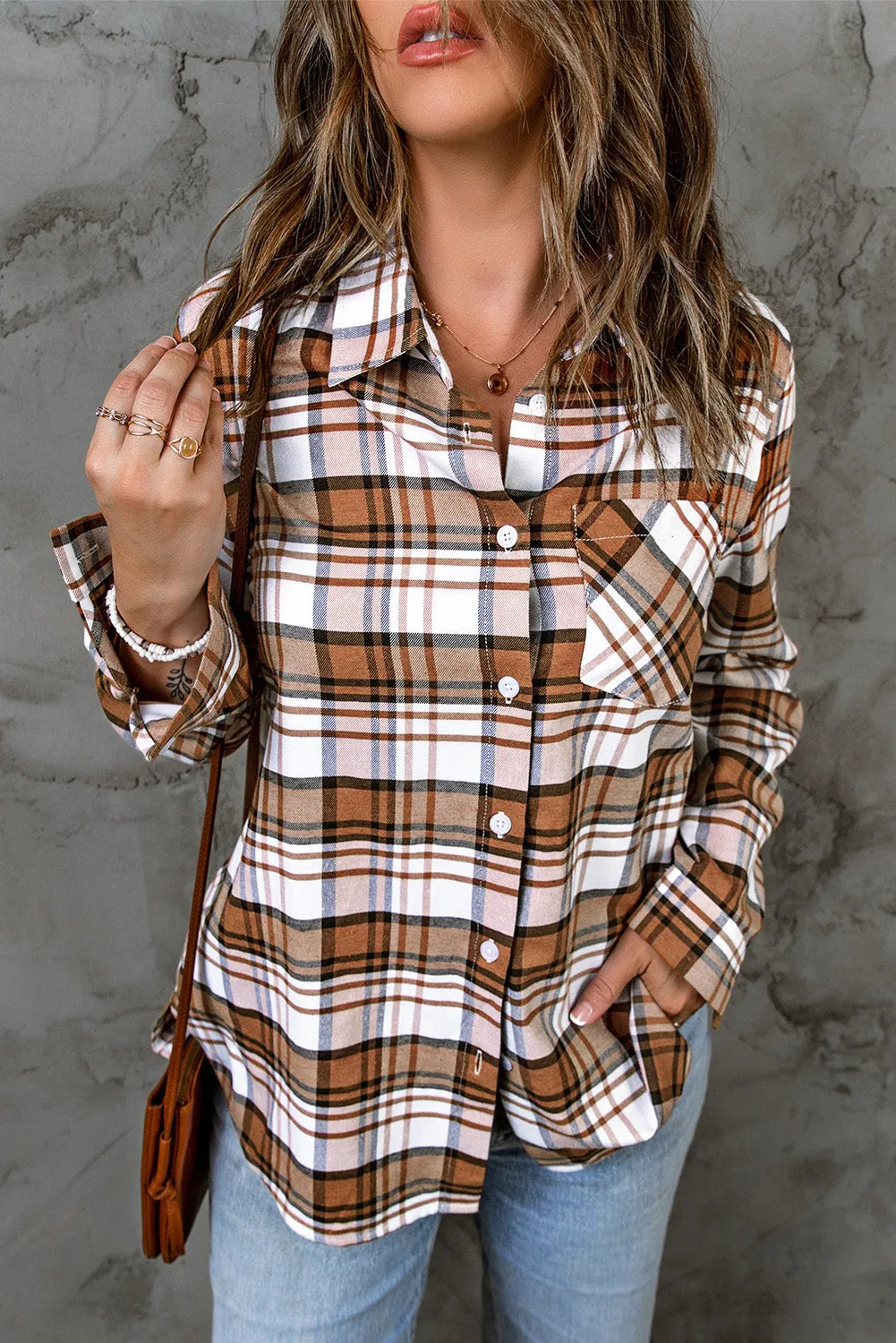 Plaid Button Up Long Sleeve Shirt sold by Charming Charlie product image thumbnail 4