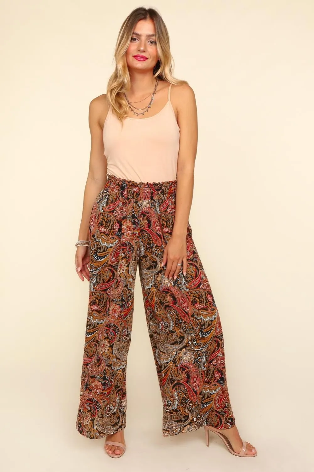 Haptics Smocked Waist Paisley Print Pants sold by Charming Charlie product image thumbnail 4