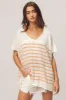 BiBi V Neck Striped Short Sleeve Top sold by Charming Charlie