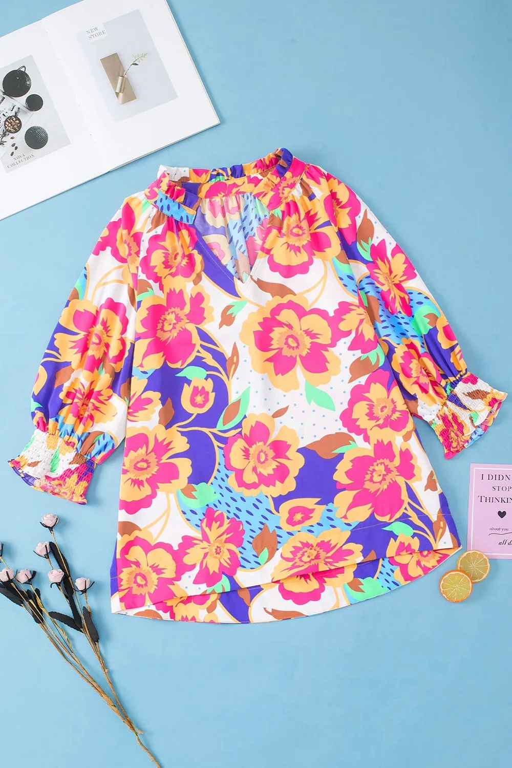 Printed Notched Half Sleeve Blouse sold by Charming Charlie product image thumbnail 4