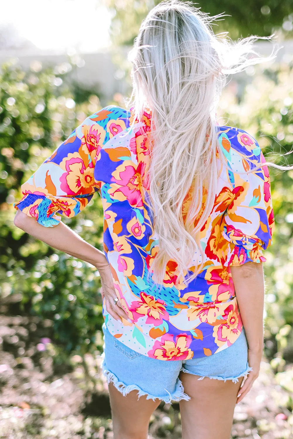 Printed Notched Half Sleeve Blouse sold by Charming Charlie product image thumbnail 3