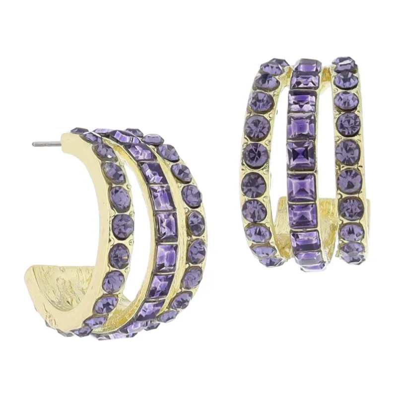 Amethyst Crystal Hoop Cluster Earrings, .85" Top to Bottom sold by Charming Charlie