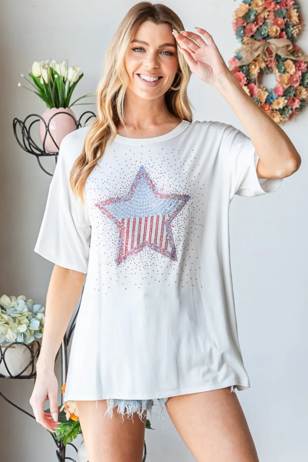 Heimish Full Size Star Patch Short Sleeve T-Shirt sold by Charming Charlie product image thumbnail 3