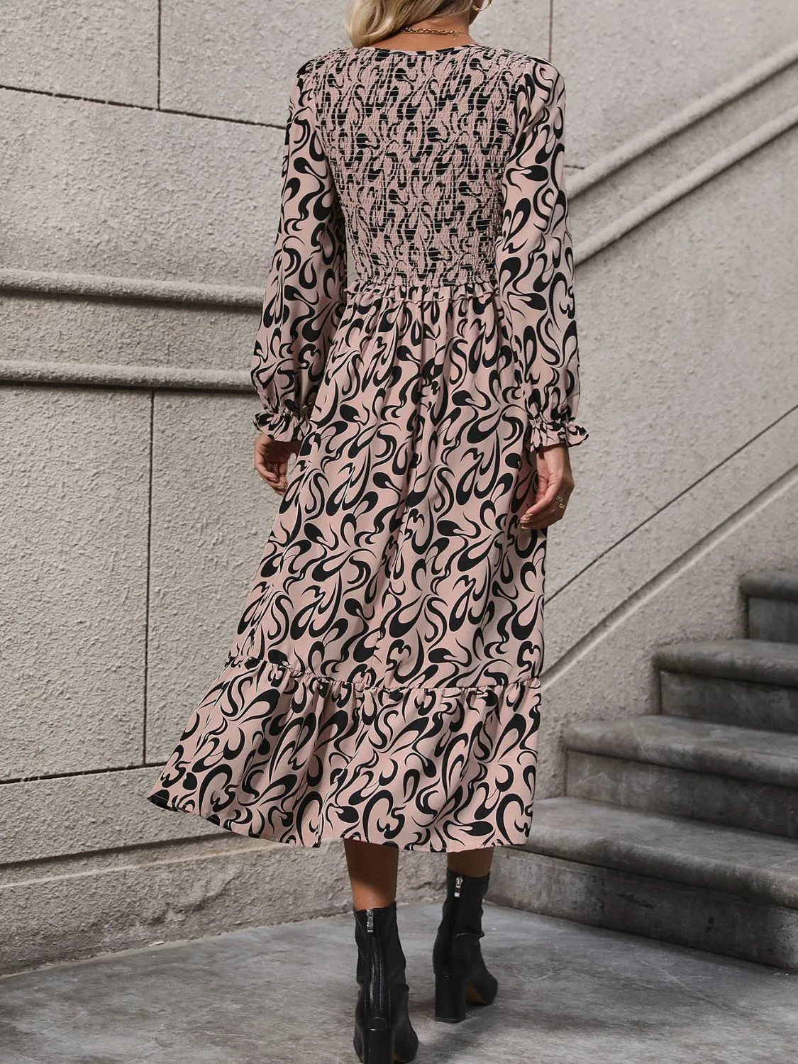 Printed V-Neck Long Sleeve Midi Dress sold by Charming Charlie product image thumbnail 2