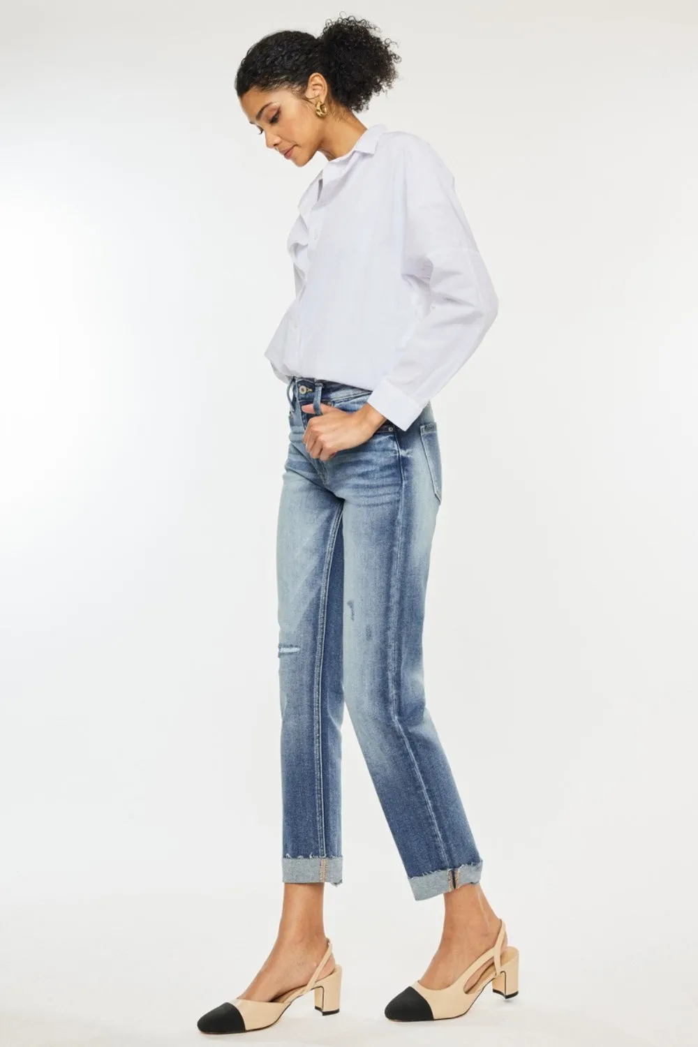 Kancan High Rise Cuffed Straight Jeans sold by Charming Charlie product image thumbnail 3