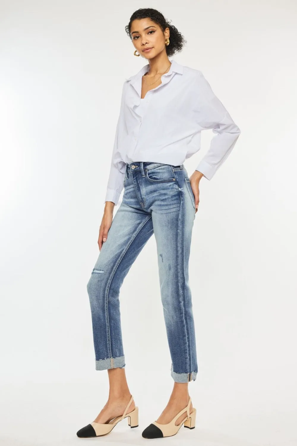 Kancan High Rise Cuffed Straight Jeans sold by Charming Charlie product image thumbnail 4