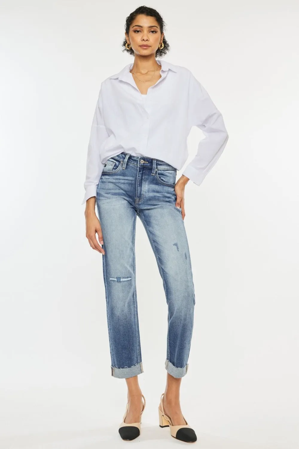 Kancan High Rise Cuffed Straight Jeans sold by Charming Charlie