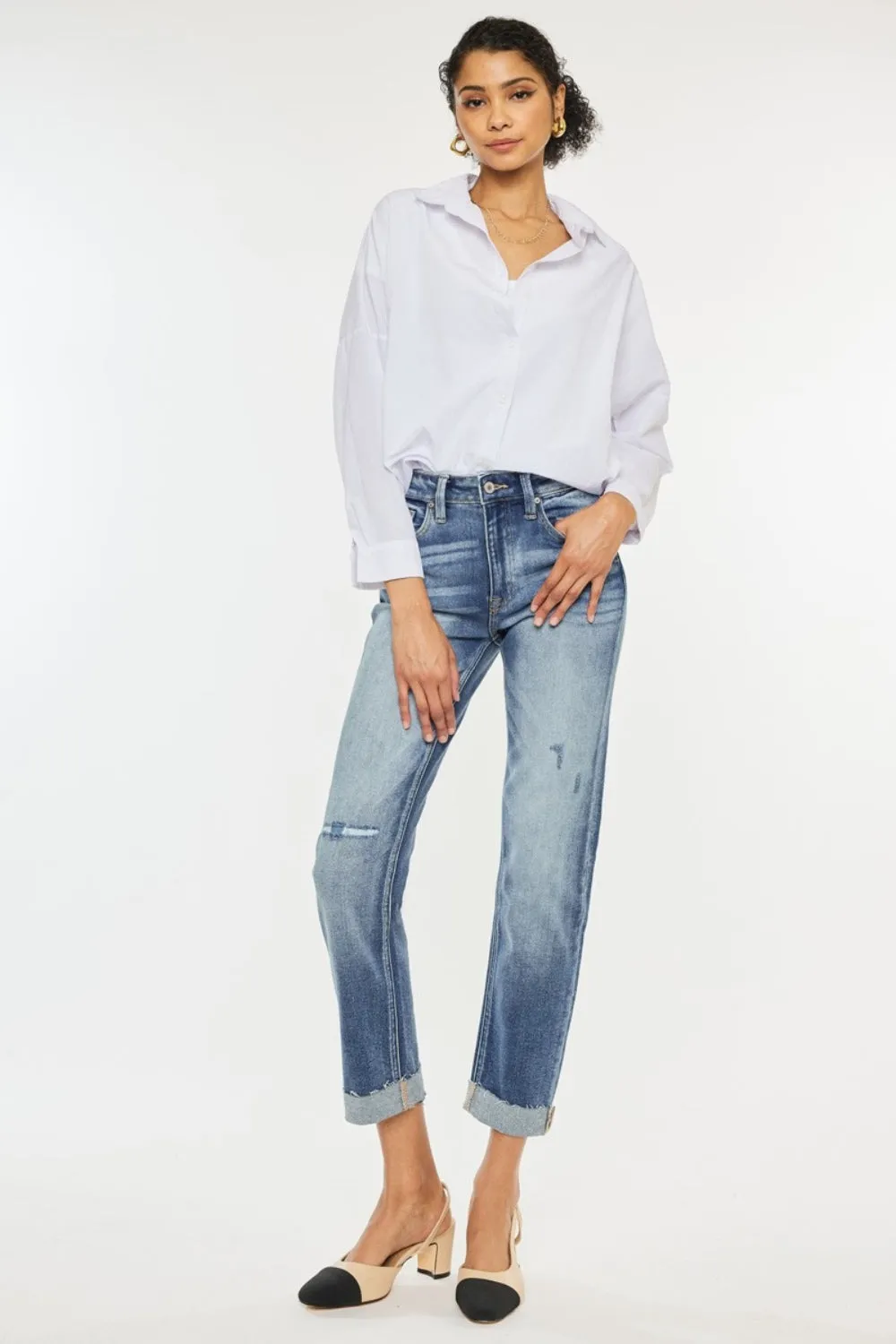 Kancan High Rise Cuffed Straight Jeans sold by Charming Charlie product image thumbnail 5