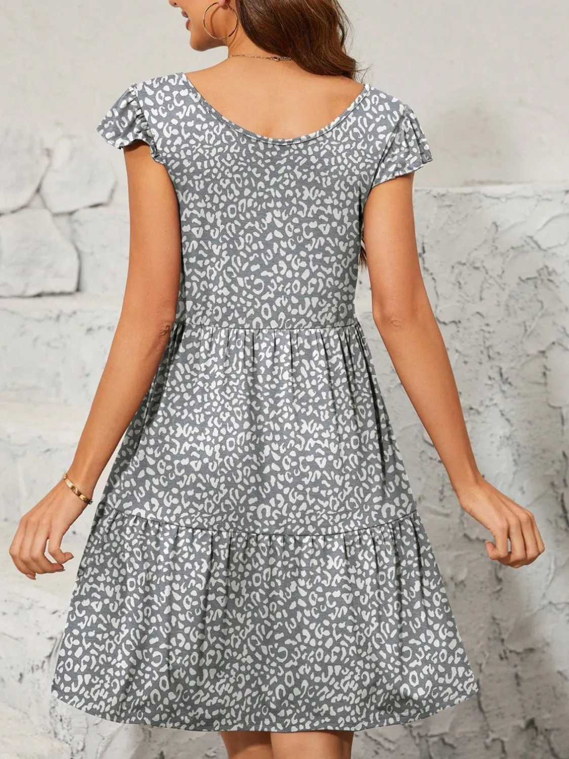 Leopard Round Neck Cap Sleeve Mini Dress sold by Charming Charlie product image thumbnail 3