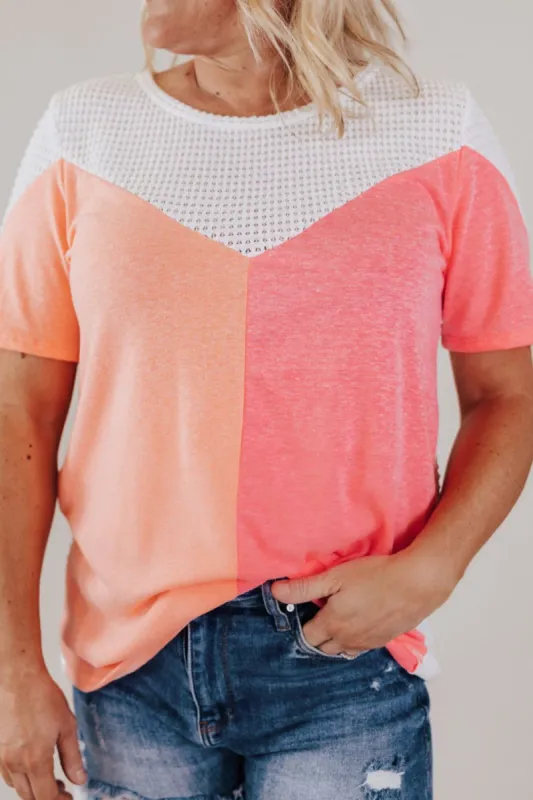 Plus Size Color Block Round Neck Short Sleeve T-Shirt sold by Charming Charlie