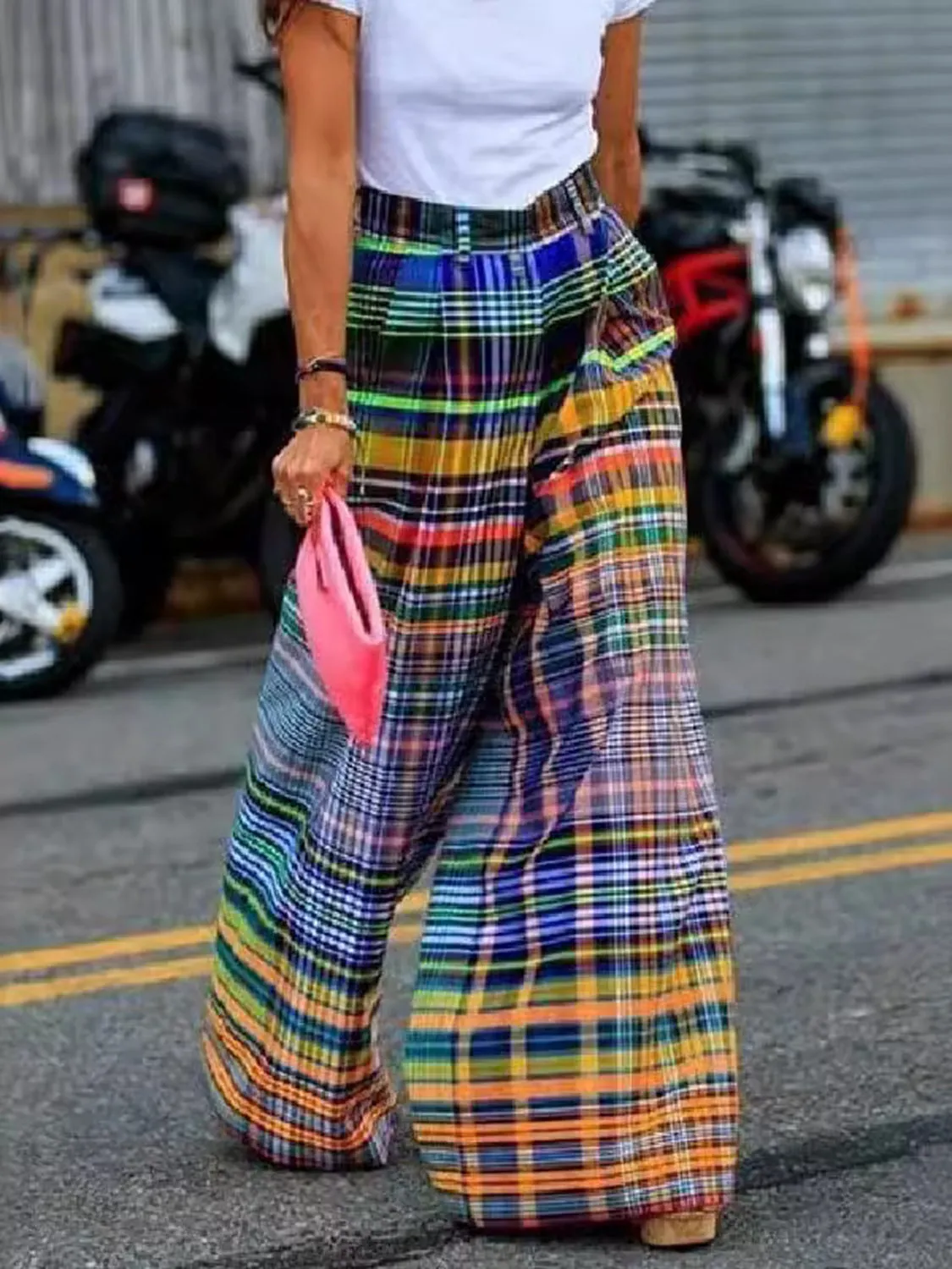 Full Size Plaid Wide Leg Pants sold by Charming Charlie