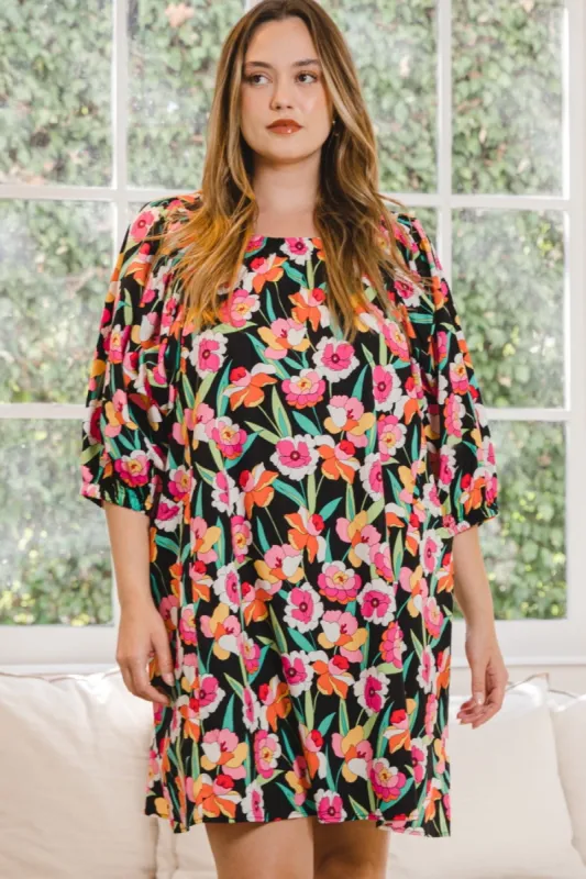 ODDI Full Size Floral Puff Sleeve Mini Dress sold by Charming Charlie