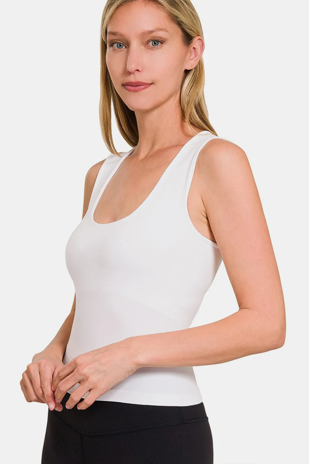 Zenana Cropped Padded Seamless Tank sold by Charming Charlie product image thumbnail 2