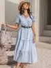 Tie Neck Balloon Sleeve Tiered Dress sold by Charming Charlie