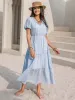 Tie Neck Balloon Sleeve Tiered Dress sold by Charming Charlie