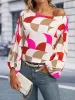 Printed One Shoulder Balloon Sleeve Blouse sold by Charming Charlie