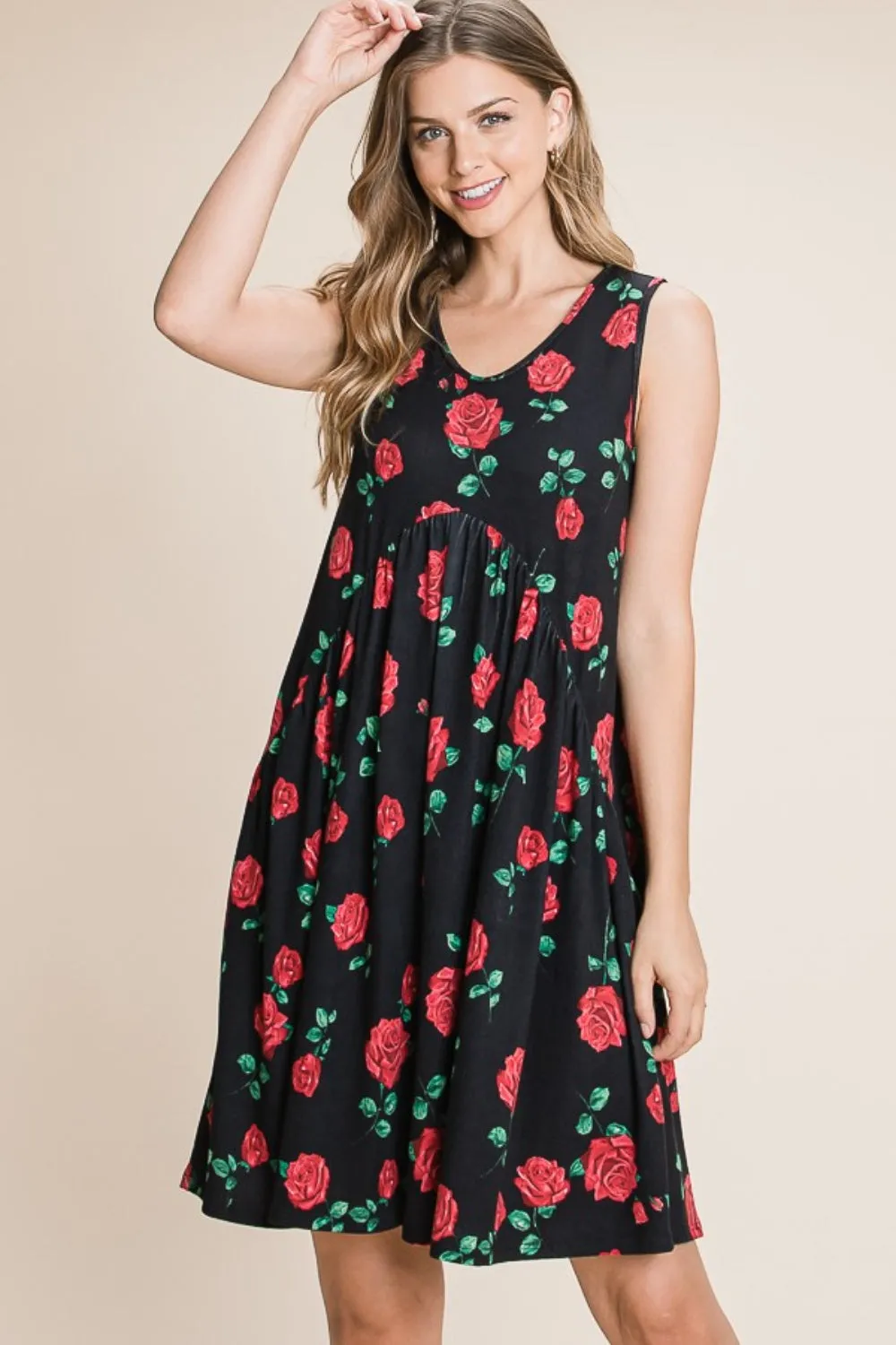 BOMBOM Floral Ruched Tank Dress sold by Charming Charlie product image thumbnail 3