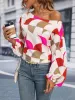 Printed One Shoulder Balloon Sleeve Blouse sold by Charming Charlie