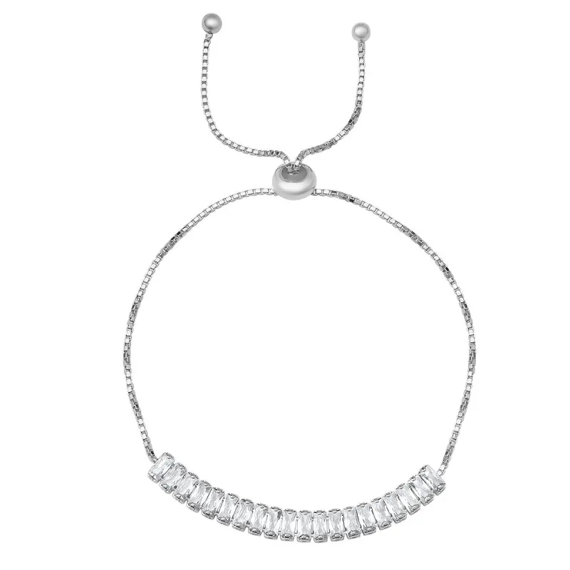 Sterling Silver Petite Emerald-cut CZ Adjustable Bracelet sold by Charming Charlie