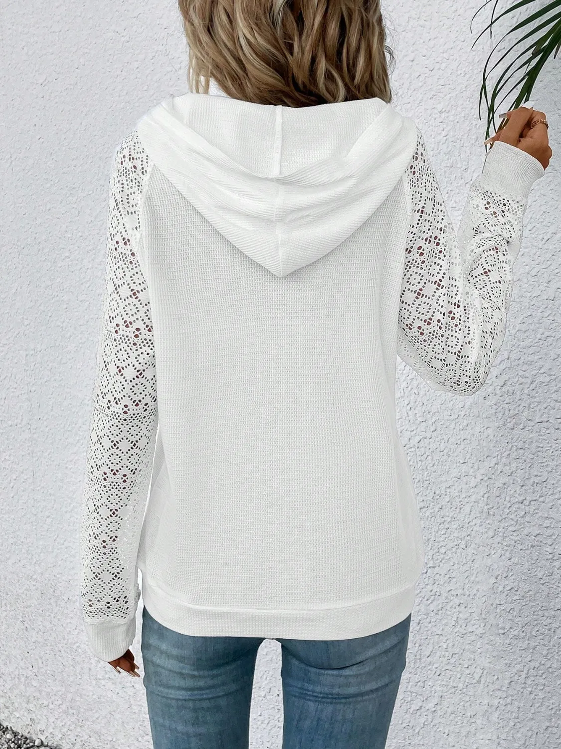 Waffle-Knit Long Sleeve Hoodie sold by Charming Charlie product image thumbnail 3