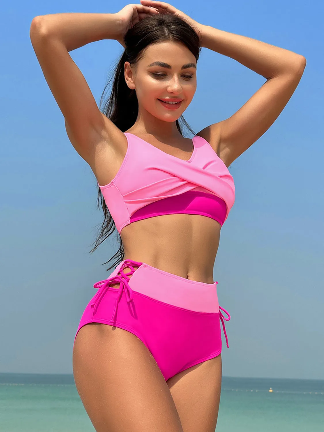 Ruched Wide Strap Two-Piece Swimwear sold by Charming Charlie product image thumbnail 4