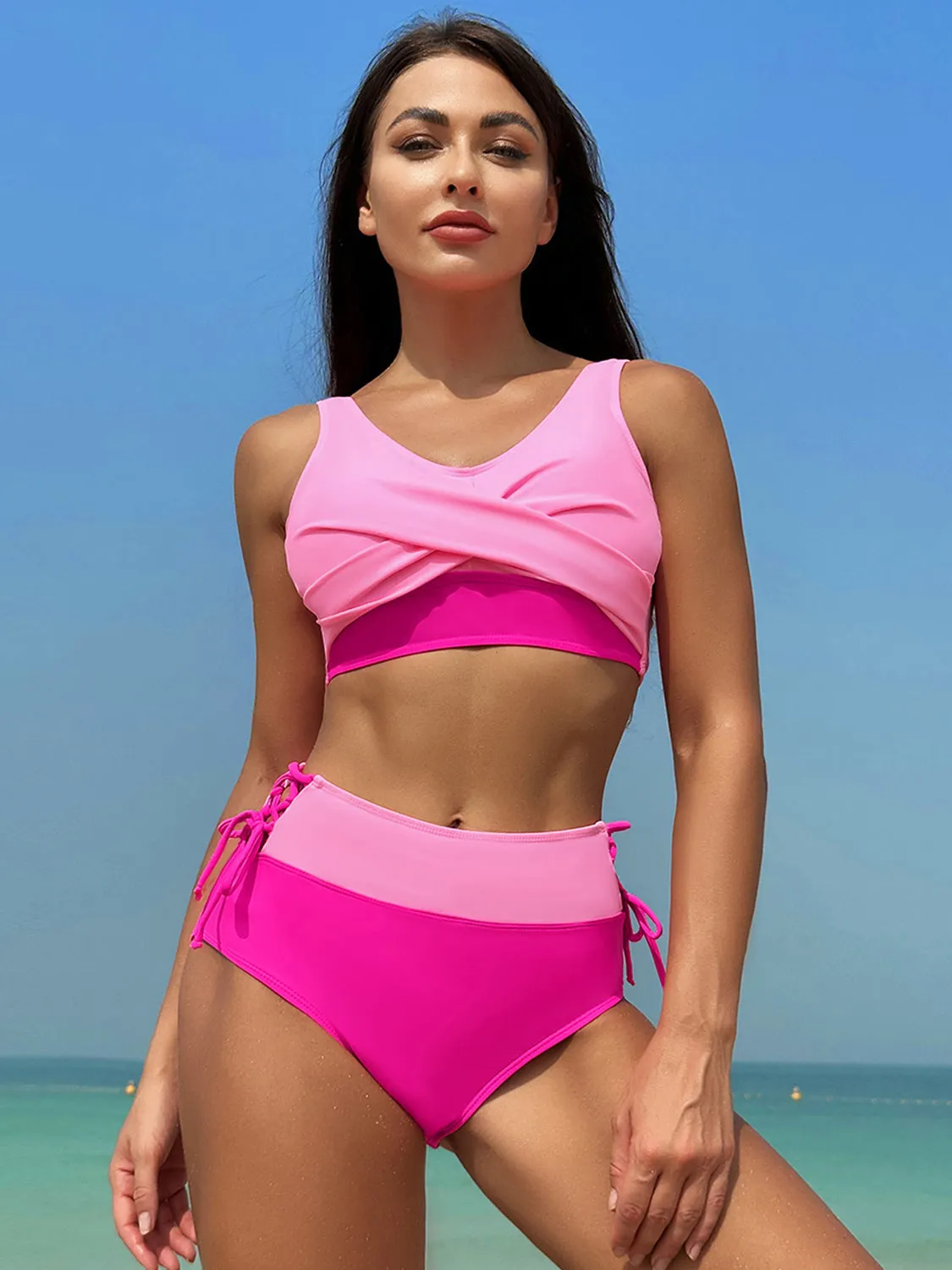 Ruched Wide Strap Two-Piece Swimwear sold by Charming Charlie