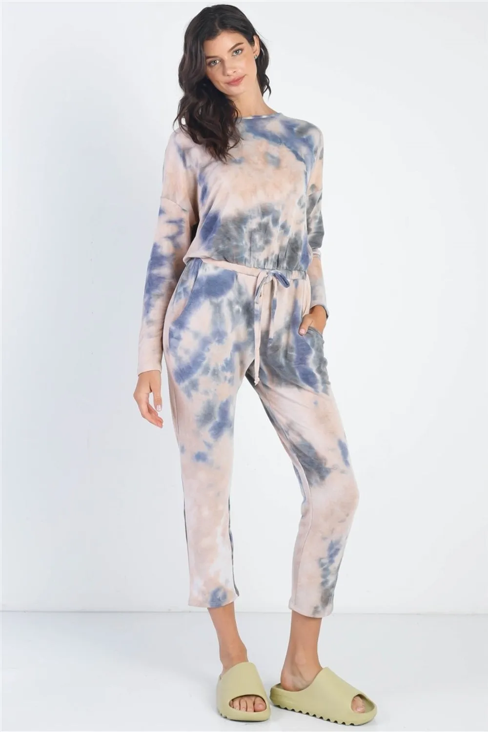 Cherish Apparel Tie-Dye Round Neck Long Sleeve Jumpsuit sold by Charming Charlie product image thumbnail 3