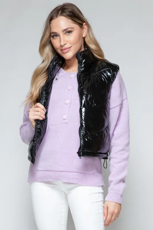 Snobbish Zip Up Turtleneck Shiny Quilted Vest sold by Charming Charlie