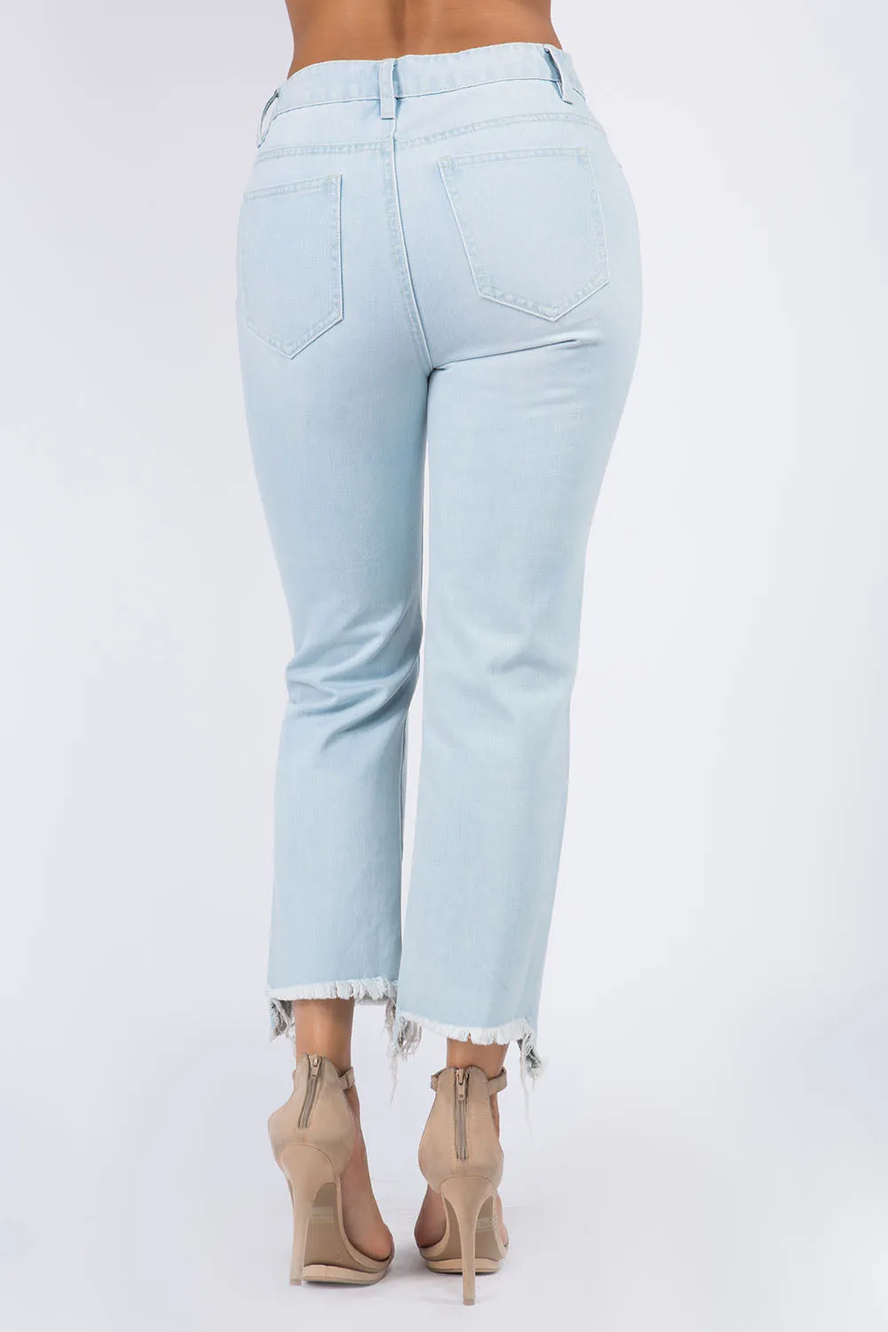 American Bazi High Waist Distressed Raw Hem Jeans sold by Charming Charlie product image thumbnail 2