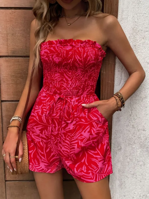 Smocked Printed Tube Romper with Pockets sold by Charming Charlie